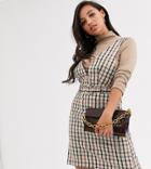 Vero Moda Petite Checked Mini Pinafore Dress