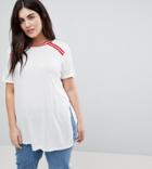 Brave Soul Plus Lucy Retro Stripe T Shirt - White