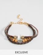 Designb Beaded & Leather Layered Bracelet - Brown