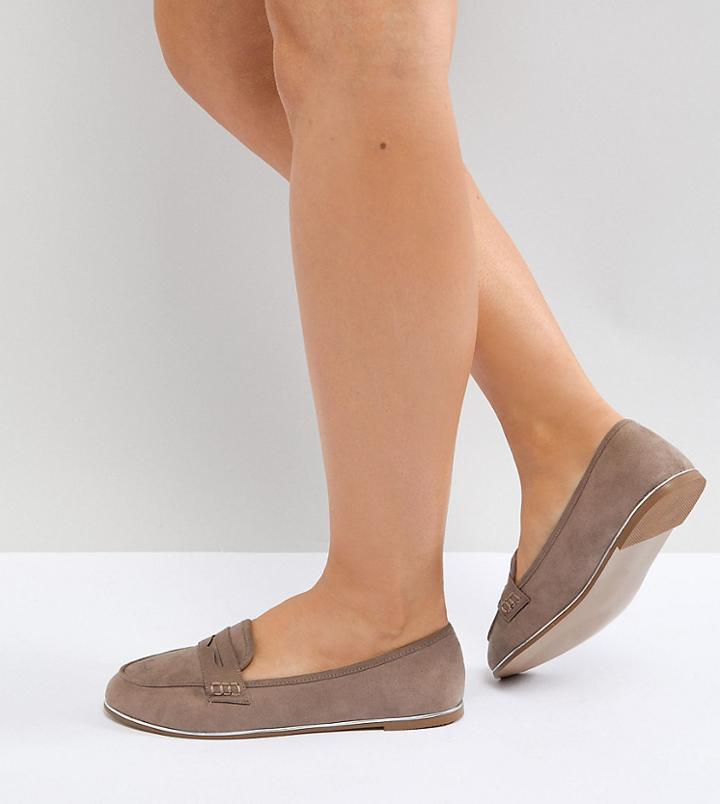 Asos Meadow Wide Fit Flat Shoes - Beige