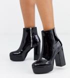 Monki Platform Faux Leather High Heel Boots In Black