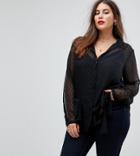 Asos Curve Blouse In Dobby Spot - Black