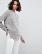 Allsaints Oversized Metallic Sweater - Gray
