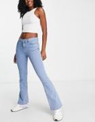 Miss Selfridge Low Rise Lizzie Kickflare Jeans In Light Blue Wash