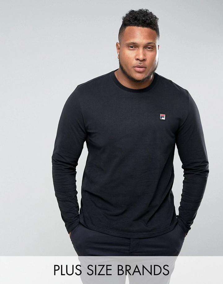 Fila Vintage Plus Long Sleeve T-shirt With Small Logo In Black - Black