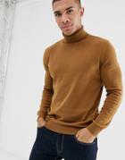 New Look Roll Neck Sweater In Camel