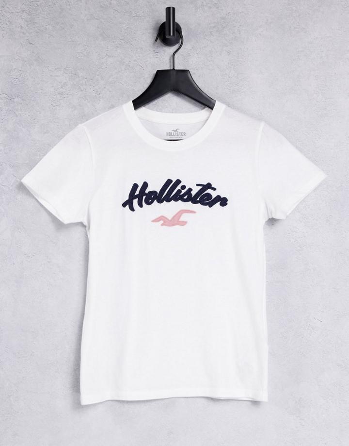 Hollister Logo Crew Neck T-shirt In White