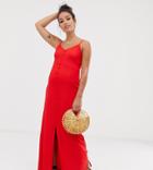 Asos Design Maternity Textured Button Through Cami Maxi Dress - Red