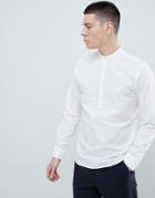 Jack & Jones Premium Linen Mix Half Placket Shirt - White