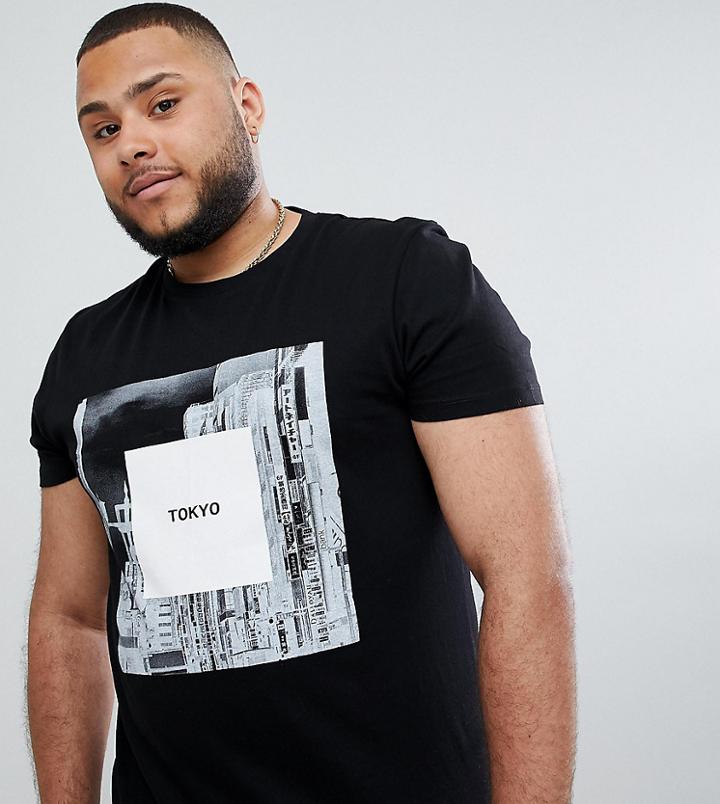 Asos Design Plus T-shirt With Photographic Print - Black