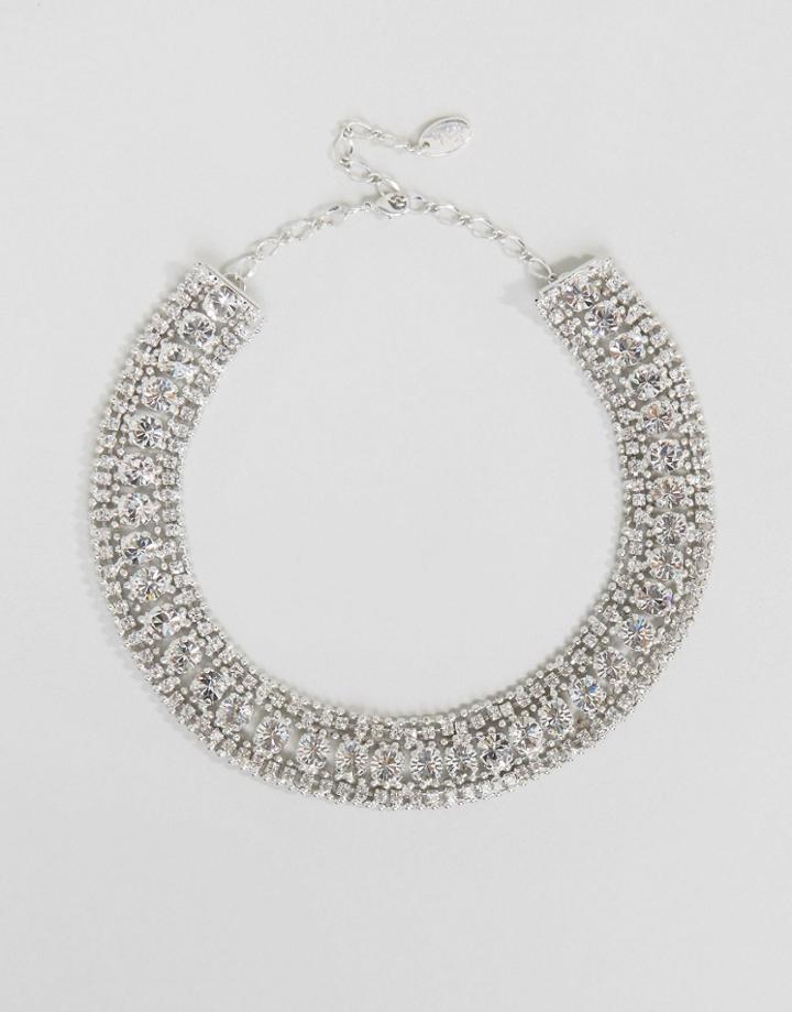 Krystal Swarovski Statement Saphora Necklace - Silver