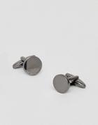 Icon Brand Round Cufflinks In Gunmetal Exclusive To Asos - Silver