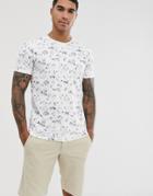 Selected Homme Floral Graphic Print T-shirt In White - White