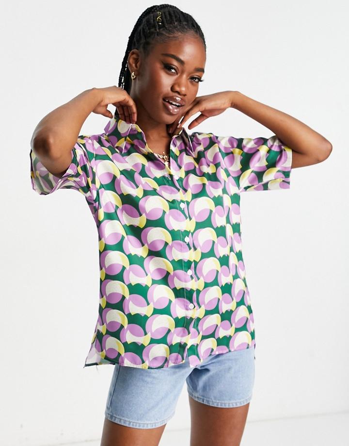 Urban Revivo Relaxed Shirt In Retro Bright Print-multi