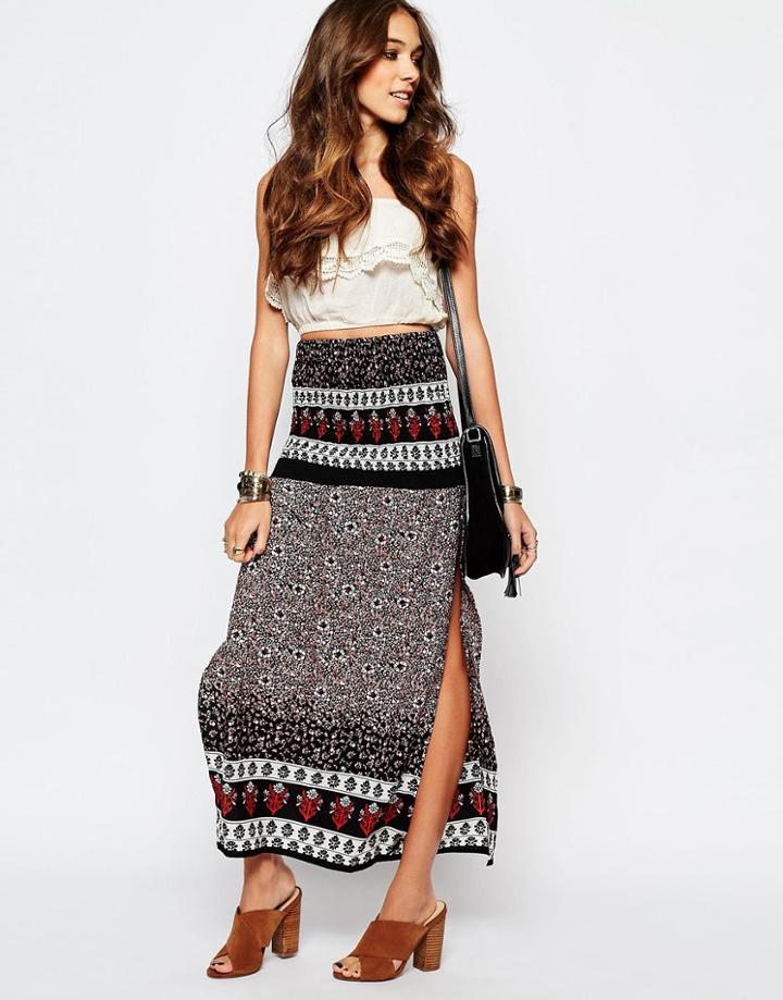 First & I Printed Maxi Skirt - Multi