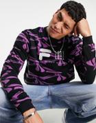 Fila Sweat With Logo In Black And Purple