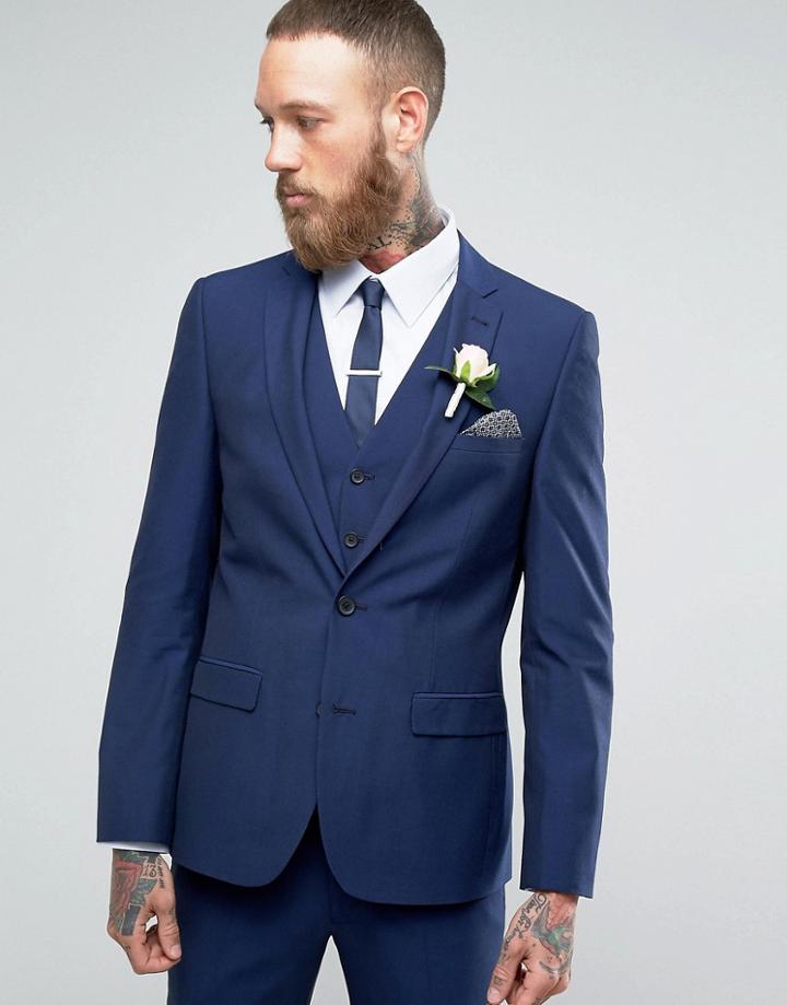 Harry Brown Plain Suit Jacket - Blue