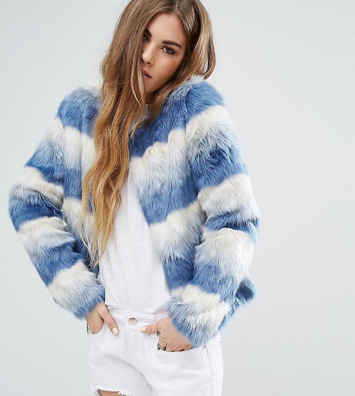 Unreal Fur Collarless Dream Jacket - Blue