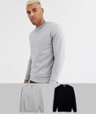Asos Design Sweatshirt 2 Pack Gray Marl/black-multi