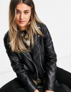 Asos Design Ultimate Faux Leather Biker Jacket In Black
