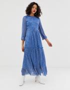 Vero Moda Ditsy Tiered Maxi Dress-blue