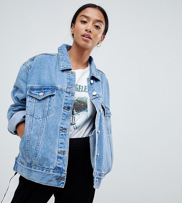 Missguided Petite Oversized Denim Jacket - Blue