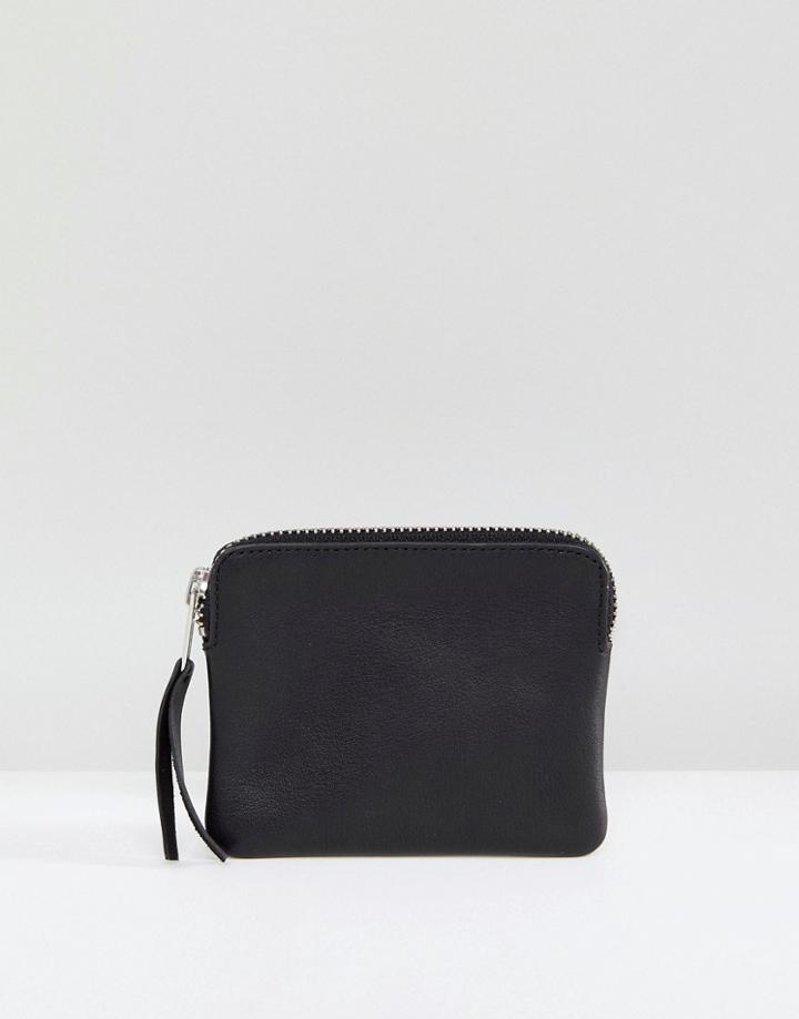 Weekday Leather Zip Around Wallet - Black