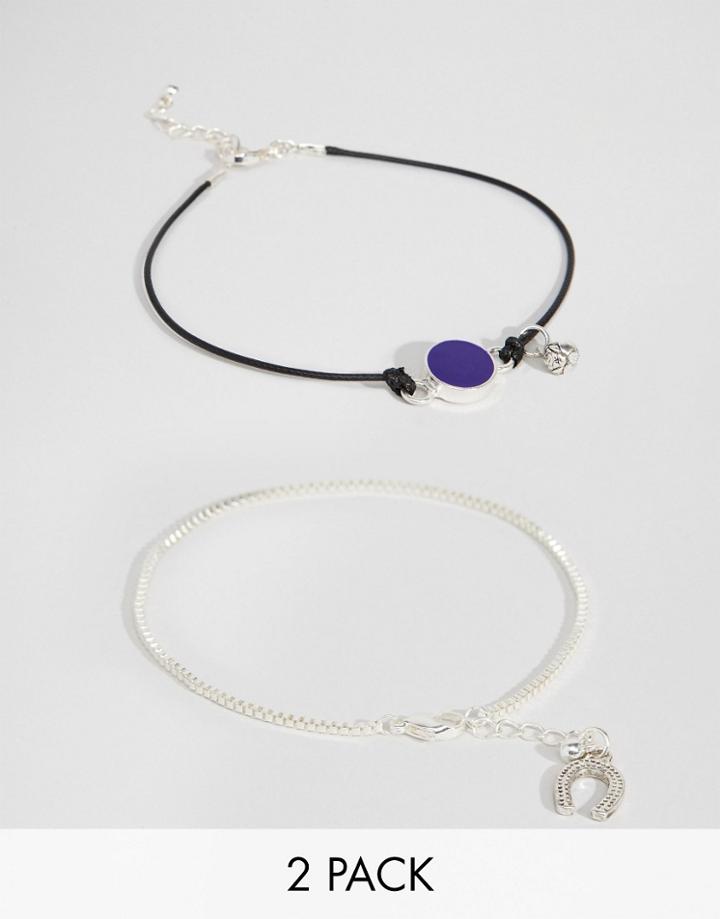 Asos Pack Of 2 Festival Horseshoe Anklets - Multi