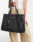 River Island Jacquard Shopper Bag In Black