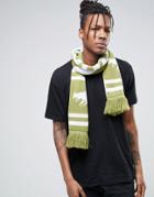 Abuze London Chevron Knitted Scarf With London Script - Green