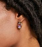 Reclaimed Vintage Inspired Colored Crystal Huggie Earrings In Gold