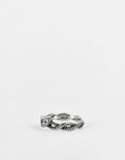 Asos Design Waterproof Stainless Steel Ring With Intertwined Snake Design In Silver Tone
