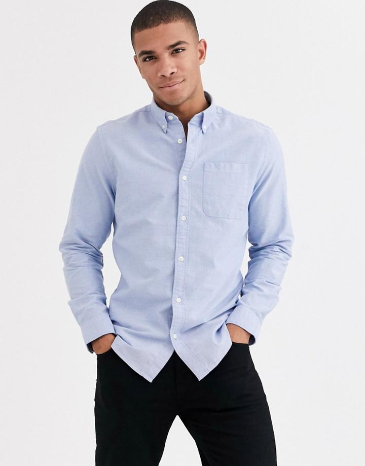 Jack & Jones Essentials Oxford Shirt With Chest Logo-blue