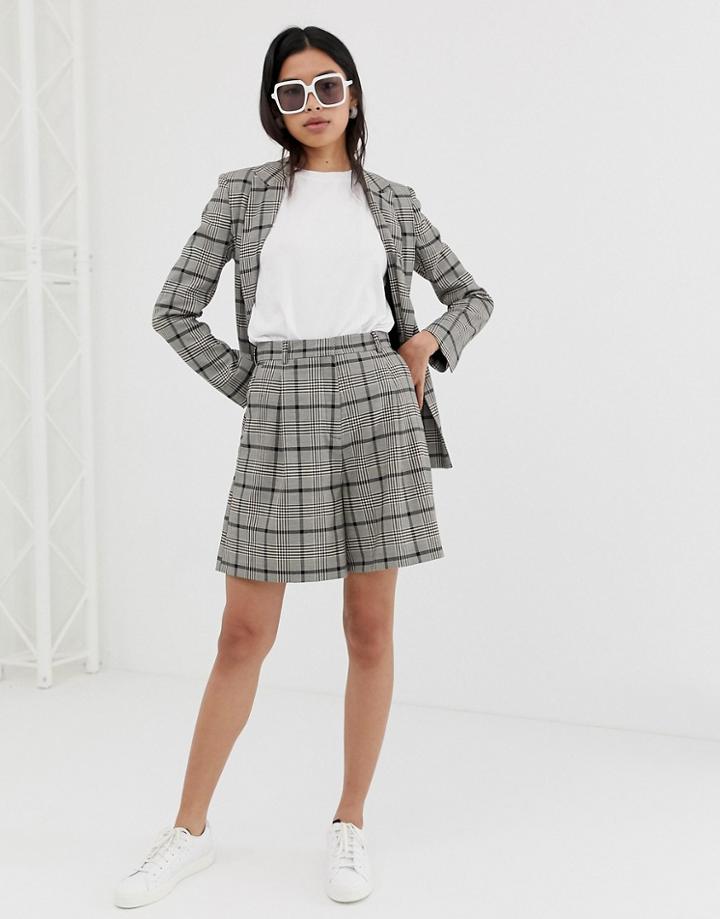 Asos Design Mom Shorts In Check With Burgundy - Multi