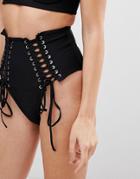 Amy Lynn High Waisted Bandage Bikini Bottoms - Black