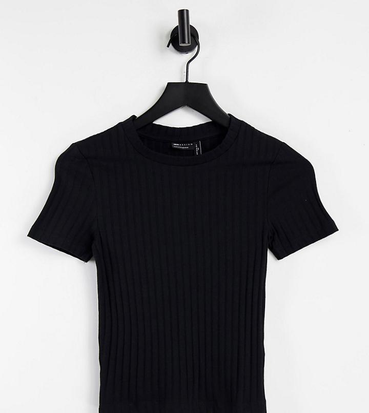 Asos Design Tall Slim Fit T-shirt In Rib In Black