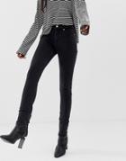 Weekday Thursday High Waisted Skinny Jeans In Black - Black