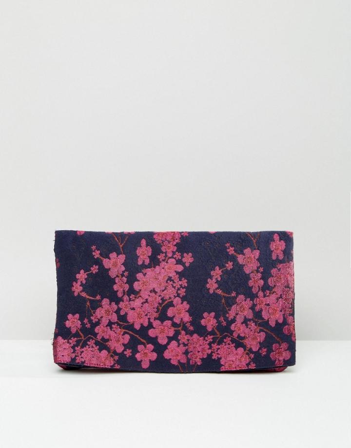 Asos Pipe Dream Co-ord Brocade Foldover Clutch Bag - Multi