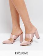 The March Blush Satin Heeled Mules - Pink