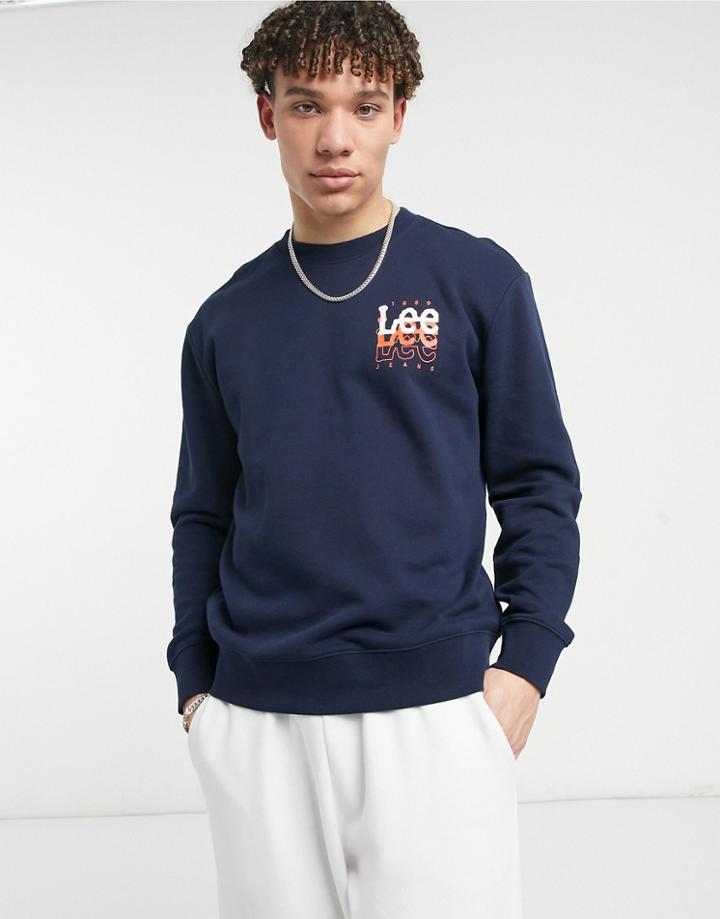 Lee Small Logo Crew Neck Sweatshirt In Navy