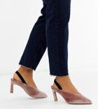 Asos Design Wide Fit Wishful Mid Heels In Blush Velvet