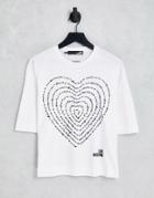 Love Moschino Poetry Heart Logo Boxy T-shirt In White