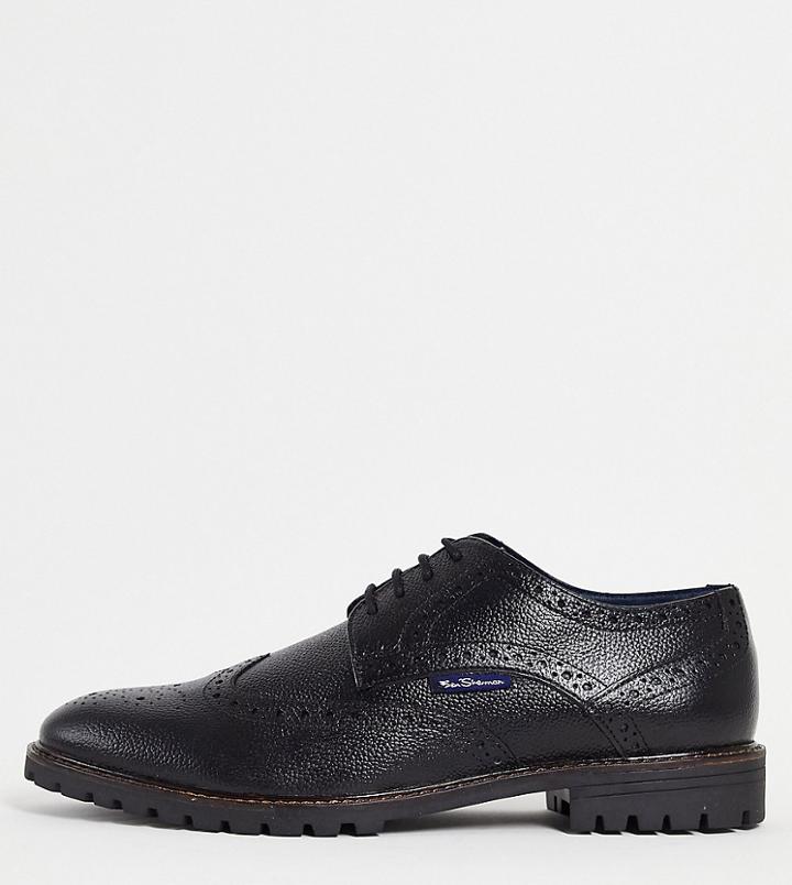 Ben Sherman Wide Fit Chunky Leather Lace Up Brogues In Black