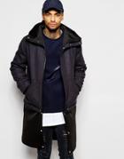 Asos Harris Tweed Parka Jacket In Navy - Navy