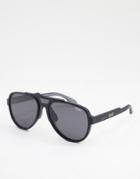 Quay Wild Card Unisex Oversized Aviators In Matte Black With Smokey Polarized Lens