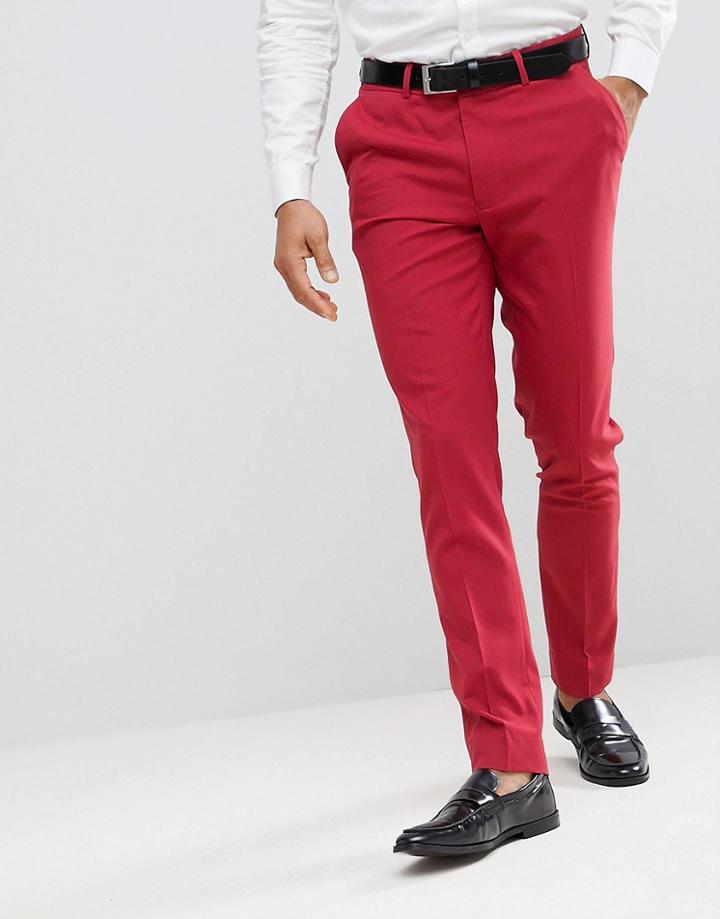 Asos Design Skinny Smart Pants In Strawberry Red