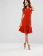 Forever Unique Dress With Frill Skirt - Red