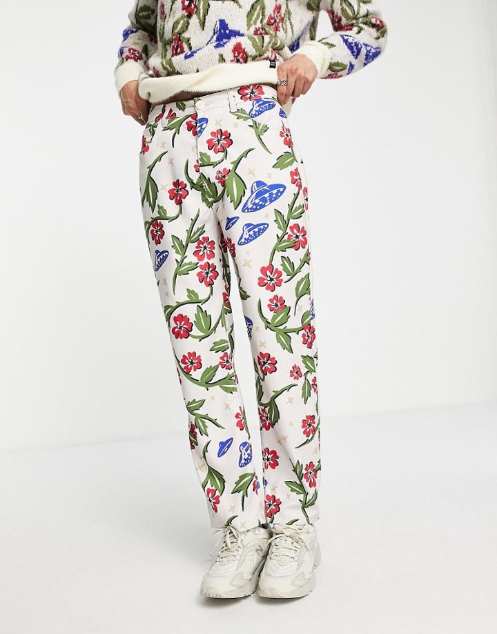 Vintage Supply All-over Spaceship Jeans In Ecru-white