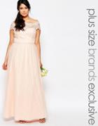 Chi Chi London Plus Maxi Dress With Premium Lace And Tulle Skirt - Pink