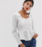 Vero Moda Tall Square Neck Peplum Shirt-white